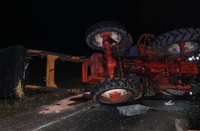Polizei Minden-Lübbecke: POL-MI: Traktor kippt bei Verkehrsunfall auf die Seite