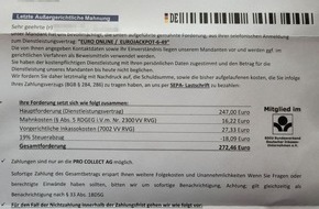 Polizeipräsidium Mittelhessen - Pressestelle Marburg-Biedenkopf: POL-MR: Zahlungsaufforderung durch falsches Inkassounternehmen