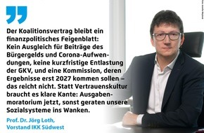 IKK Südwest: „Koalitionsvertrag bleibt ein finanzpolitisches Feigenblatt“
