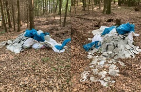 Polizeipräsidium Mittelhessen - Pressestelle Marburg-Biedenkopf: POL-MR: Illegale Müllentsorgung im Wald - Polizei bittet um Hinweise