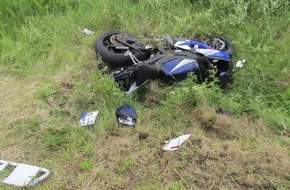 Polizeiinspektion Hameln-Pyrmont/Holzminden: POL-HOL: Bundesstraße 240: Capellenhagen - Scharfoldendorf: 32-jähriger Kradfahrer schwer verletzt - Nach rechts von der Fahrbahn abgekommen -