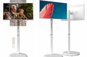 PEARL GmbH: Ideal zum Streamen und zur Bildschirmerweiterung: âauvisio Mobiler 32“ Streaming-FullHD-Bildschirm ST-320, Akku, HDMI, Fernbedienung mit optionaler Full-HD-Aufsatz-Kamera