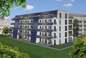 Sonnenhaus-Heizung reduziert Energiekosten und CO2 in Mehrfamilienhäusern und Geschosswohnungsbauten
