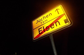 Kreispolizeibehörde Rhein-Kreis Neuss: POL-NE: Betrunkenes Trio versucht Ortsschild zu entwenden