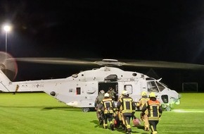 Kreisfeuerwehrverband Dithmarschen: FW-HEI: Schutzh&uuml;tte auf Trischen bei Brand vollst&auml;ndig zerst&ouml;rt - Feuerwehr durch die Bundeswehr eingeflogen