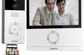 PEARL GmbH: Somikon WLAN-Full-HD-Video-Türsprechanlage VSA-700.app mit 17,8-cm-Touchscreen (7"), App: smarte Kontrolle von Besuchern - weltweit