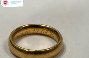 Polizeiinspektion Osnabrück: POL-OS: Osnabrück: Ehering gefunden- Polizei sucht Besitzer