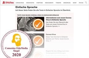 Wort & Bild Verlagsgruppe - Unternehmensmeldungen: Comenius-EduMedia-Award 2020: Auszeichnung für apotheken-umschau.de mit dem Siegel des europäischen Bildungsmedienpreises