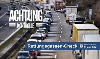 Polizeidirektion Neustadt/Weinstraße: POL-PDNW: Rettungsgassenkontrollen haben begonnen - BAB 6 / BAB61