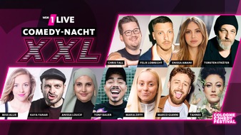 WDR Westdeutscher Rundfunk: Comedy-Show der Superlative / 1LIVE Comedy Nacht XXL zur Prime Time im WDR Fernsehen