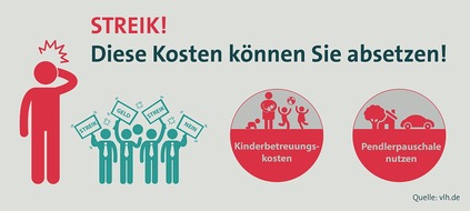 Vereinigte Lohnsteuerhilfe e.V. - VLH: Streik: Eltern können Zusatzkosten absetzen