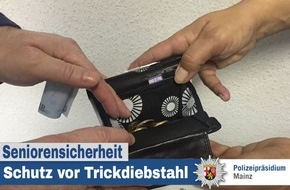 Polizeipräsidium Mainz: POL-PPMZ: Mainz-Altstadt - Geldbeuteldiebstahl zum Nachteil einer 87-Jährigen