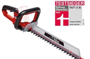 Einhell Germany AG: Winner of another independent consumer test by Stiftung Warentest: Cordless hedge trimmer allrounder Einhell ARCURRA 18/55 rated “good” in test