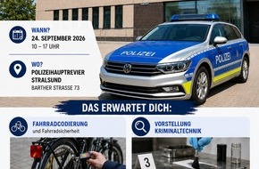Polizeipr&auml;sidium Neubrandenburg: POL-NB: Blaulichttag im Polizeihauptrevier Stralsund am 24. September 2026