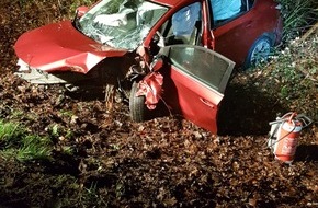 Freiwillige Feuerwehr Bedburg-Hau: FW-KLE: Verkehrsunfall: PKW prallt gegen Baum