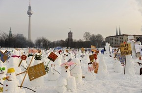ENTEGA: Berliner bauen 750 Schneemänner gegen den Klimawandel (mit Bild und Video)