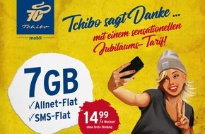 Tchibo GmbH: 70 Jahre Tchibo: Jubiläums-Tarif mit 7 GB Daten für 14,99 Euro