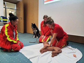 PM / / Rettungshunde absolvieren Erste-Hilfe-Kurs im Rotkreuzklinikum