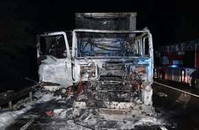 Polizeidirektion Wittlich: POL-PDWIL: Sattelzugmaschine brennt Lichterloh