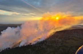Bundespolizeipräsidium: BPOLP Potsdam: Bundespolizei unterstützt mit Hubschraubern bei Waldbrandbekämpfung im Harz