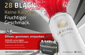 28 BLACK: Energie für Fitnessbewusste: Sporttasche gewinnen mit 28 BLACK Zero / Energy Drink 28 BLACK startet Handelspromotion mit neuem Deckelcode-Gewinnspiel (FOTO)