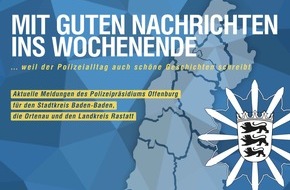 Polizeipräsidium Offenburg: POL-OG: Ältere Dame im Regen angetroffen und sicher zurückgebracht - mit guten Nachrichten ins Wochenende