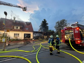 KFV Bodenseekreis: Großbrand in Obereisenbach zerstört Werkstatt und Wohnhaus