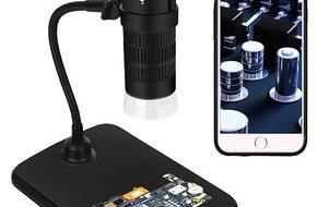 PEARL GmbH: Somikon WLAN-Full-HD-Hand-Mikroskop DM-350, Akku, 1000-fache Vergrößerung, App, 8 LEDs: Objekte stark vergrößert ansehen und per App übertragen