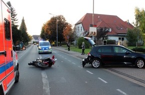 Polizei Minden-Lübbecke: POL-MI: Beim Abbiegen entgegenkommenden Motorradfahrer erfasst