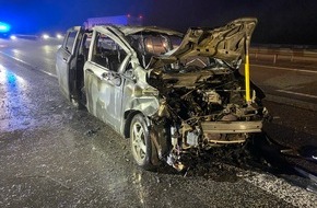 Polizeidirektion Neustadt/Weinstraße: POL-PDNW: Unfall mit PKW Brand