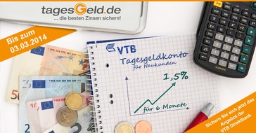 franke-media.net: Aktion bis 3. März: VTB Direktbank erhöht Tagesgeldzins auf 1,50% (FOTO)