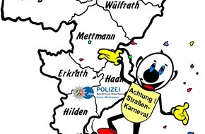 Polizei Mettmann: POL-ME: 3. Karnevalsbilanz aus dem Neanderland - Kreis Mettmann - 2002161