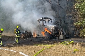 Landespolizeiinspektion Nordhausen: LPI-NDH: Traktor in Flammen - Feuer greift über