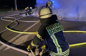Feuerwehr Schermbeck: FW-Schermbeck: Brennender PKW auf der B58
