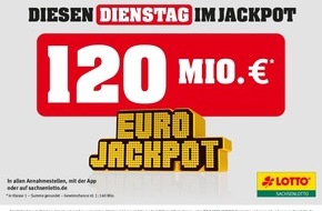 Sächsische Lotto-GmbH: Mega-Doppel-Jackpot: Eurojackpot steht bei 120 Millionen Euro und 17 Millionen Euro