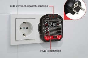 PEARL GmbH: Einfach und sicher Steckdosen überprüfen: revolt Steckdosentester mit Farb-Warn-Display, RCD-Test, Status-LEDs, 250 Volt