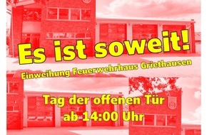 Feuerwehr Kleve: FW-KLE: Einladung zur Schlüsselübergabe in Griethausen / Tag der offenen Tür am neuen Feuerwehrhaus