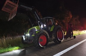 Polizeipr&auml;sidium Rostock: POL-HRO: Alkoholisierter Traktorfahrer auf der BAB 19 unterwegs