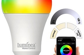 PEARL GmbH: Matter-kompatible E27 LED-Lampe: âLuminea Home Control Smarte WLAN-LED-Lampe LAV-400.rgbw, E27, Matter-kompatibel, RGB, CCT, 806 Lumen