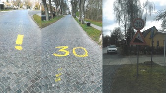 Polizeiinspektion Stralsund: POL-HST: Unbekannte bemalen Bäume und Straße und machen sich so strafbar