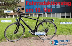 Kreispolizeibehörde Höxter: POL-HX: Fahrrad-Aktionstag der Polizei am 19. Mai am Weserradweg bei Corvey