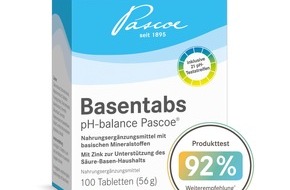 Pascoe Naturmedizin: Sehr gute Testergebnisse: 92 % Weiterempfehlungsrate für Basentabs pH-balance Pascoe® / Basentestaktion mit Bild der Frau ein riesen Erfolg