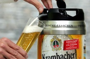 Krombacher Brauerei GmbH & Co.: Krombacher mit neuem, innovativem 5-Liter-Frische-Fässchen am Start / Revolutionierende Technik / Einzigartig frischer Zapfgenuss für zuhause und unterwegs