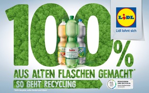 Lidl: Lidl und Kaufland: Alle PET-Einwegpfandflaschen der Schwarz Produktion zu 100 Prozent aus recyceltem PET