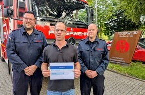 Freiwillige Feuerwehr Bedburg-Hau: FW-KLE: Dauerspende für die Freiwillige Feuerwehr Bedburg-Hau: Dirk Peekel unterstützt ehrenamtliches Engagement