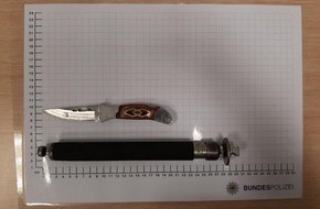 Bundespolizeidirektion Sankt Augustin: BPOL NRW: Einhandmesser und Teleskopschlagstock durch Bundespolizei sichergestellt