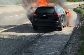 Polizeidirektion Landau: POL-PDLD: Kandel - A65 - Vollbrand eines Pkw