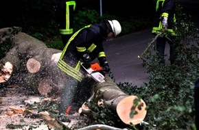 Freiwillige Feuerwehr Bedburg-Hau: FW-KLE: Sturmtief Zeljko: Bäume blockieren Bundesstraße 9 in Bedburg-Hau
