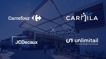 Wall GmbH: Carrefour, Carmila, Unlimitail und JCDecaux bündeln ihre Kräfte, um die Entwicklung von Einzelhandelsmedien an den Standorten von Carrefour und Carmila in Frankreich und Spanien zu beschleunigen