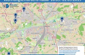 Polizeipräsidium Hamm: POL-HAM: Wohnungseinbruchs-Radar Hamm 16.09.-22.09.2019